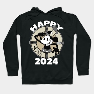 Steamboat Willie. Happy 2024 Hoodie